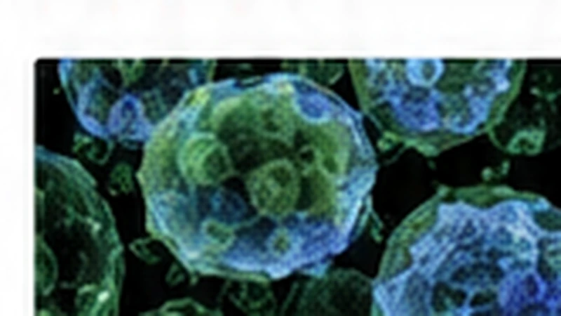 Microscopic image of blue and green cellular tissue